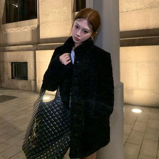 European and American style fashionable Tuscan fur coat eco-friendly fur coat lazy style women's slimming winter clothing