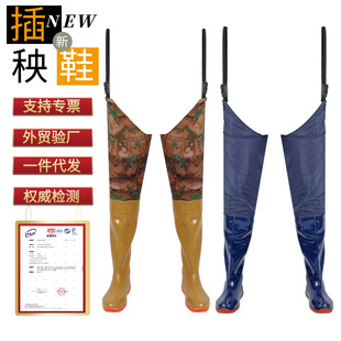 New rice planting shoes men's and women's mid-high rain boots paddy field shoes socks soft bottom elastic lace-up over-the-knee water shoes fishing boots