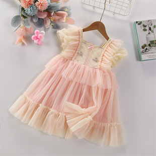 Girl's Dress Summer 2022 New Lace Embroidered Lolita Princess Dress Little Girl's Dress Dress Show Live