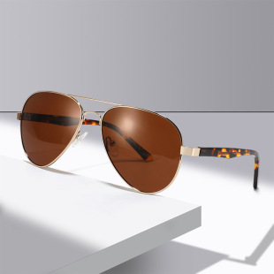 Cross-border Men's Advanced Plate Foot Metal Frame Aviator Sunglasses Fashion All-match UV-proof Polarized Sunglasses