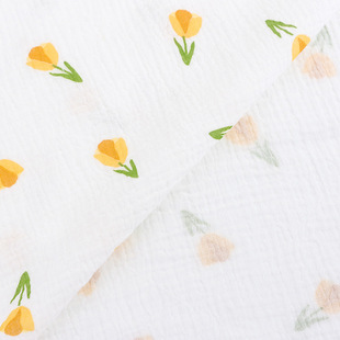 Floral cotton printed fabric pure cotton double-layer crepe dress camisole pajamas children's clothing home wear fabric
