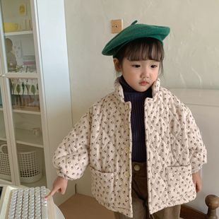 Girls cotton-padded jacket fleece-lined thickened autumn and winter warm foreign style cotton-padded jacket children's cotton-padded jacket 2024 new baby coat