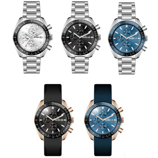 RUDA Genuine Six-pin Multifunctional Silicone Belt Steel Belt Waterproof Business Trend Quartz Men's Watch Cross-border Explosions