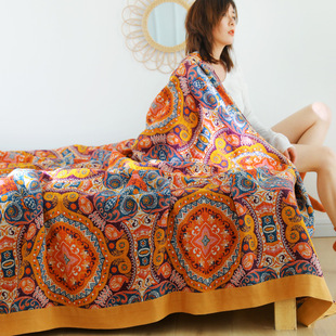 Factory wholesale cotton gauze towel quilt five-layer soft single Double Summer thin air conditioning sofa blanket Leisure