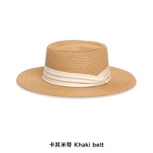 2025 New Summer Sunshade Hat French Flat Top Straw Hat Women's Seaside Beach Sun Protection Woven Hat UV Protection