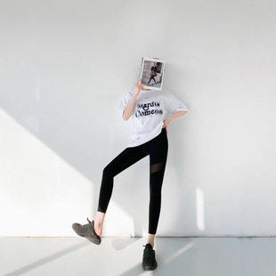 731 Summer Thin V-Waist Leggings Mesh Stitching Personalized Shark Pants High Elastic Slimming Cropped Pants for Children