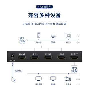 4K HDMI переключатель 4 в 1 из 4 вырезать 1 автоматическое переключение с дистанционным управлением 4K30HZ PI Super Drive