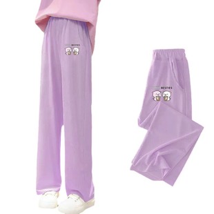Girls' summer pants thin wide-leg pants girls' summer straight pants children's ice silk big children's mosquito-proof pants loose