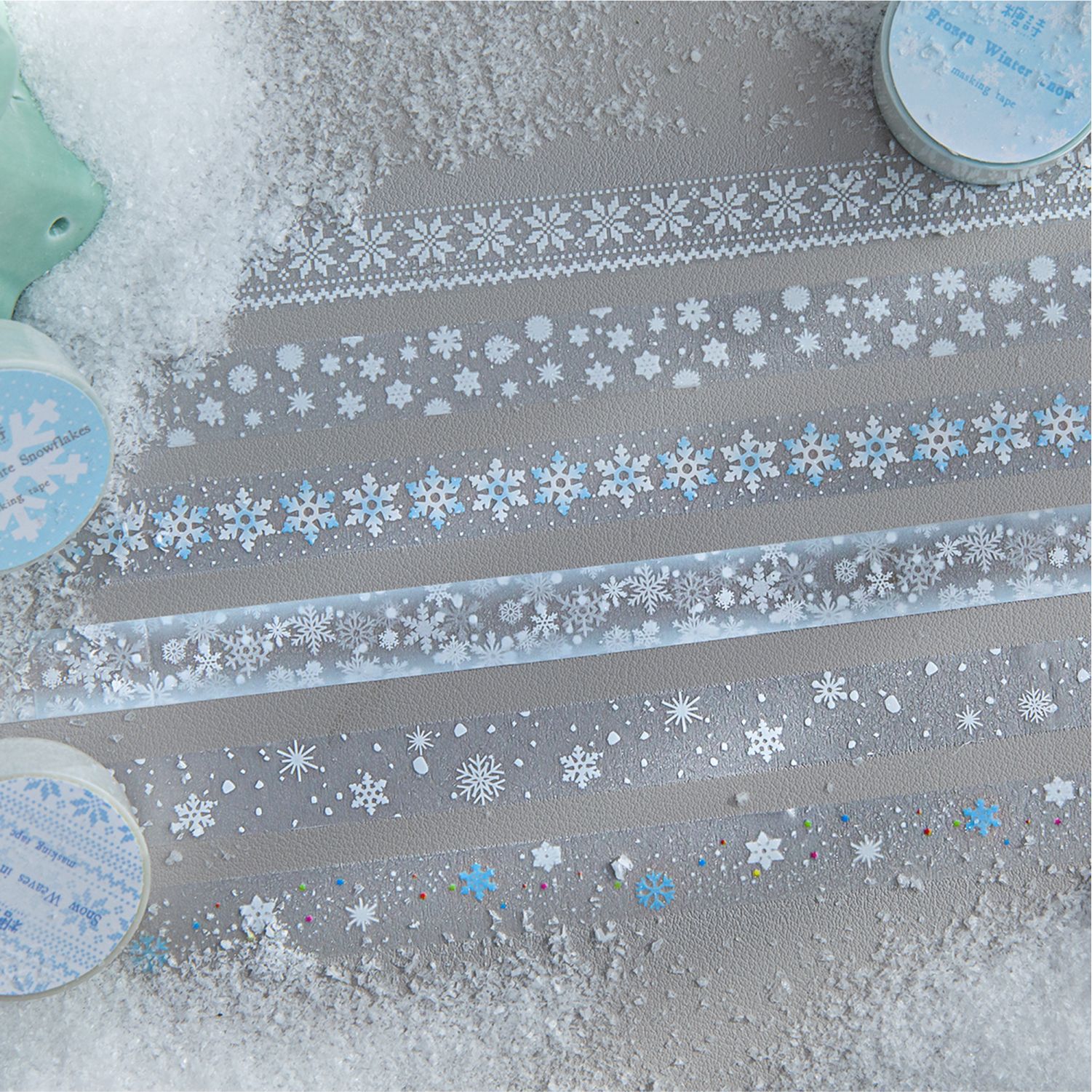 Cross-Border Sugar Poetry Pet Tape Winter Love Song Series Snowflake Theme DIY Journal Material Decorative Loop Stickers 6 Designs