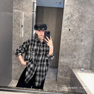 25 Early Spring New American Retro Heavy Industry Hot Diamond Printed Plaid Shirt Jacket Four Colors
