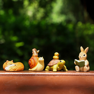 Creative Cartoon Tortoise Rabbit Flower Pet Ornaments Garden Mini Decoration Micro Landscape Outdoor Landscaping Ornaments
