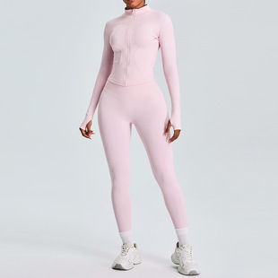 ✅ New Slimming Yoga Jacket for Women, Outdoor Sports Fitness Jacket, Fashionable Peach Yoga Pants Running Sports Set