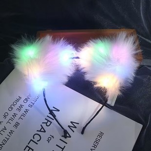 Новые светящиеся лисьи кошачьи уши оптом ночной рынок бар атмосфера реквизит фото Милая пряжка на голову стойло товары