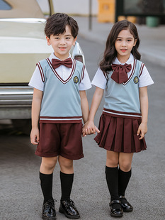 Kindergarten school uniform for primary school students British style summer suit class uniform children graduation photo suit chorus performance costume