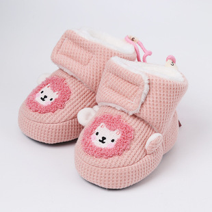 Infant shoes autumn and winter thickened newborn warm foot protection soft bottom step front shoes non-slip anti-slip baby cotton shoes