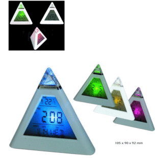 Creative triangle pyramid clock multifunctional with thermometer colorful electronic alarm clock desk clock factory wholesale