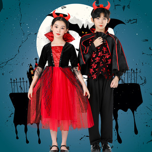 Halloween Vampire Costume Children Masquerade Death Cloak Black Cloak cosplay Witch Dress