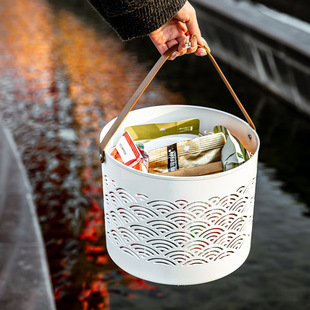 Camping Shopping Hand Basket Household Fruit Basket Thickened Snack Toy Storage Basket Light Luxury Minimalist Bathroom Storage Basket