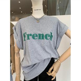 American Style Retro Short-sleeved T-shirt Women's Summer 2023 New Cyber Celebrity Design Niche Loose Chic Top ins Trendy