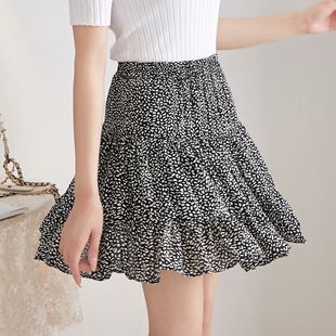 Small Daisy Chiffon Cake Skirt Women's Summer New Anti-walking Skirt High Waist Floral Ruffled Canopy Skirt