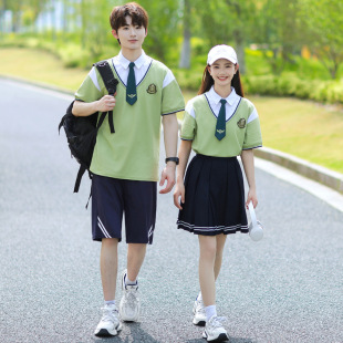 Primary school graduation photo class clothing summer college style junior high school students short sleeve POLO shirt sixth grade chorus performance clothing