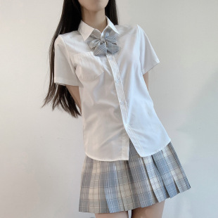 New JK Shirt Female Student College Style Korean Loose Short-sleeved Solid Color All-match Shirt Original Paid Skirt suit