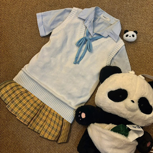 Japanese Jk Uniform Genuine Original Plaid Skirt V-Neck Sweater Vest College Style Women's Basic Full Set