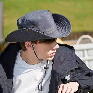 Japanese Drawstring Fisherman Hat Children's Summer Mountain Camping Sunscreen Outdoor Mountaineering Fishing Hat Western Cowboy Hat for Men