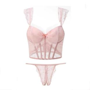 Pure Desire Bow Lace Underwear Women's Small Chest Push-up Sexy Fish Bone Bra Wearing Bra suit