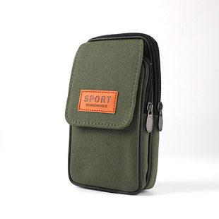 Canvas Mobile Phone Bag Men's Waist Bag Wearing Belt Mobile Phone Bag Multifunctional Coin Purse Work Site Mobile Phone Case Belt Bag