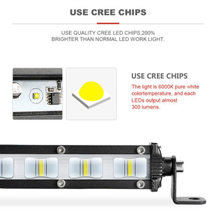Cross-border wholesale 7-inch single row work light 8W truck off-road vehicle spotlight roof front bumper spotlight led strip light