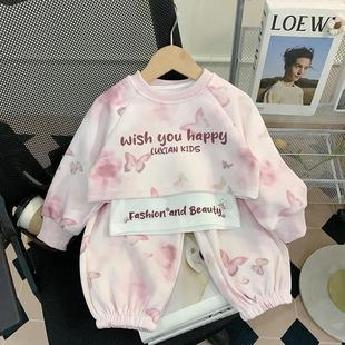 Girls' Spring and Autumn suit 2024 New Stylish Fashionable Baby Girl Sports Leisure Three-piece Korean Children's Wear