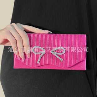Factory in stock direct sales cross-border e-commerce Milan cloth evening bag diamond bow clutch bag