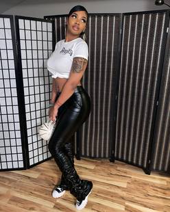 LD8619-1 New Winter European and American Women's Clothing Amazon WISH Hot Selling Explosions Classic Heap Leather Pants in Stock