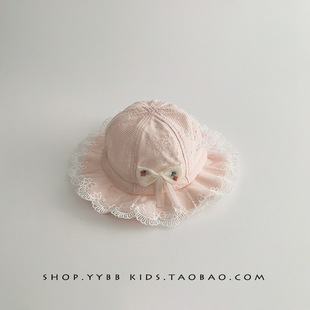 Baby Hat Spring and Autumn Summer Thin Lace Princess Fisherman Hat Baby Girl Sunshade Sun-proof Small Month-old Basin Hat