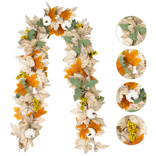New Harvest Simulation Maple Leaf Cross-border Thanksgiving Pumpkin Simulation Rattan Fake Leaf Decoration Simulation Maple Leaf
