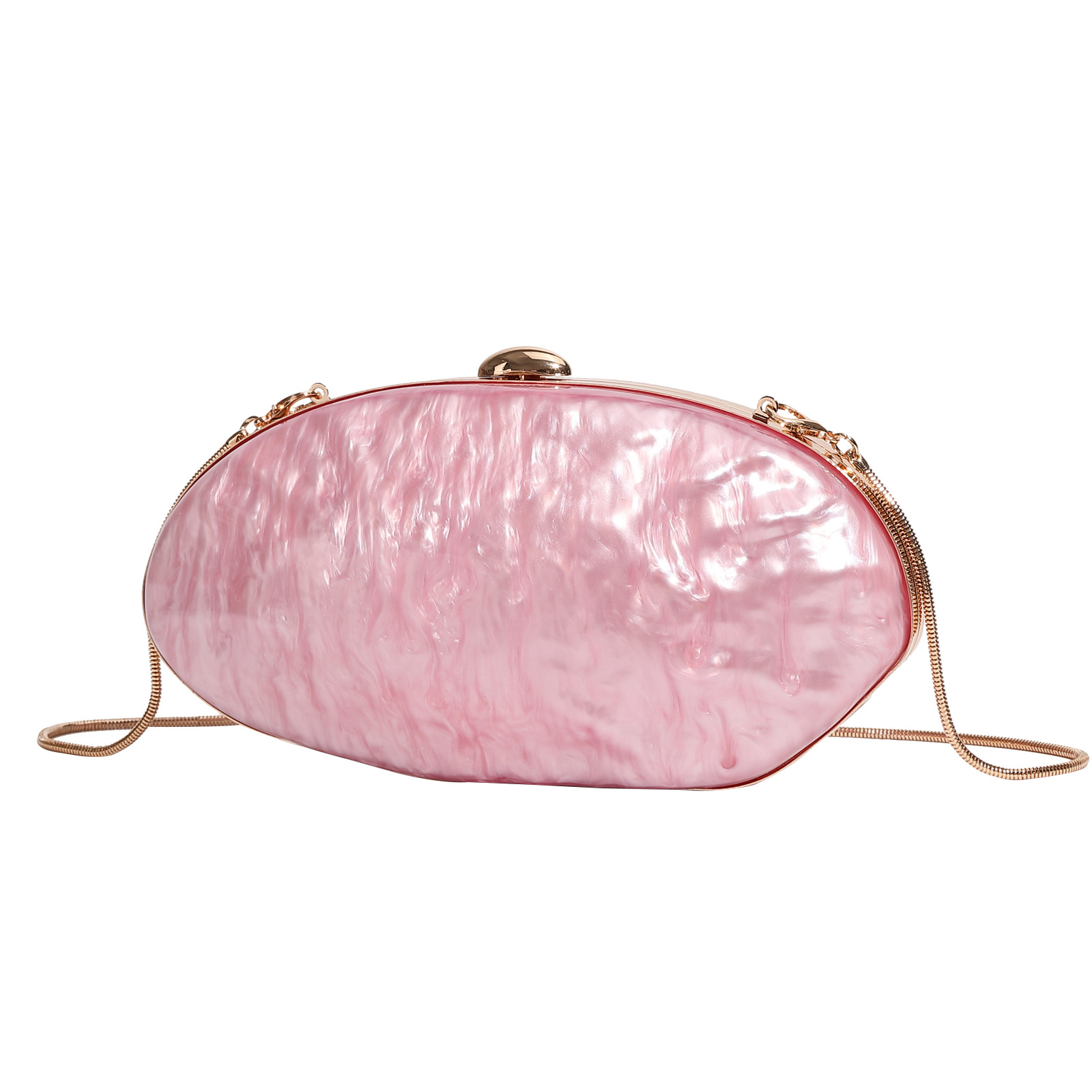 2025 New Seashell and Goose Egg Acrylic Clutch Bag, Evening Bag, Party Bag, Chain Women's Handbag