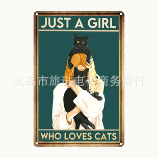 Ретро кошка украшения Cat жестянная роспись Amazon Wish Temu Горячие продажи поддерживает настройку