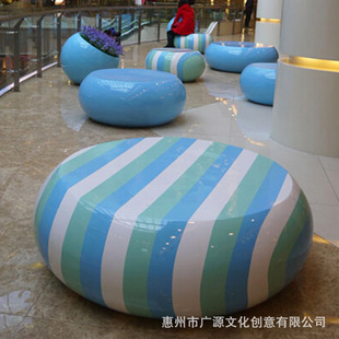 Factory direct glass steel seat shopping mall park cobblestone sofa letter chair outdoor flower pool stool