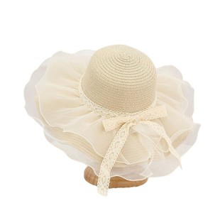 New Style Lace Ribbon Straw Hat Sunshade Hat Seaside Travel Holiday Fashion All-match Big Hat Brim Sunscreen Sun Hat for Women