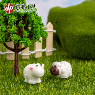 Micro landscape Moss fleshy decoration red and white mouth small sheep animal ornaments DIY resin crafts accessories
