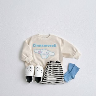 Korean Style Children's Clothing 2024 Autumn Girls' Sweatshirt Pure Cotton Children's Long Sleeve Pullover Sweatshirt Cute Cartoon Loose Top