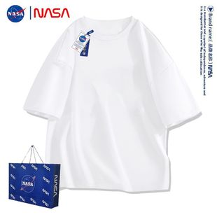 NASA весенняя летняя мужская футболка с короткими рукавами из хлопка с половинным рукавом тренда oversize повседневная пара с нижней рубашкой