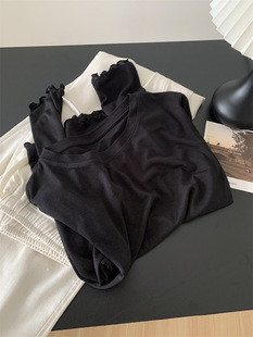 Acetic Acid Wool Edge Sunscreen T-shirt Women's Gentle All-match Solid Color Round Neck Loose Lyocell Tencel Blouse Summer New
