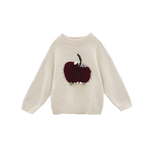 YOJIA Children's Sweater Autumn and Winter 2024 New Korean Style fleece-lined Thickened Girls Winter Dress Girls' Knitted Shirt Top