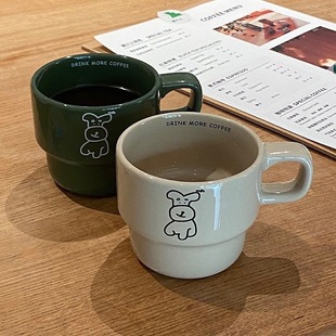 New Internet Popular Cute Stacked Cup Ceramic Cup Cartoon Lazy Puppy Simple Water Cup Mug Dormitory Home Couple