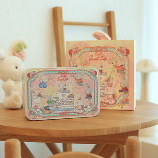 Christmas flip iron box white rabbit toffee fondant biscuit box snack candy storage box holiday gift holy