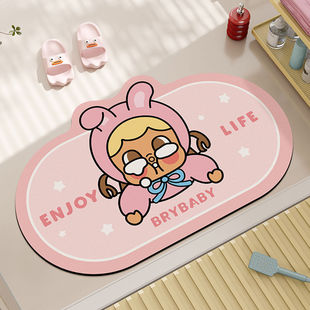 Cartoon crybaby Diatom Mud Floor Mat Toilet Toilet Door Absorbent Soft Mat Non-slip Easy-care Bathroom Mat