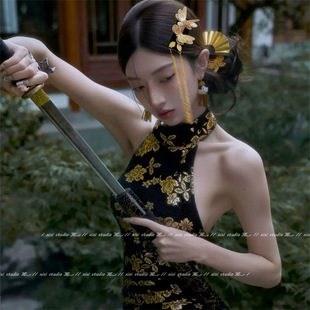 Heavy Industry Golden Butterfly Tassel Hairpin Side Clip Atmosphere Sense Hairpin New Chinese Style Headwear Cheongsam Accessories National Style Hair Accessories