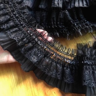 Elastic Pleated Lace Lace diy Skirt Handmade Clothing Accessories Black and White Width 8cm